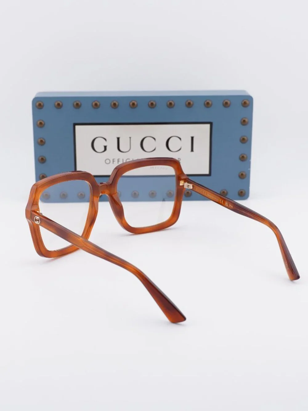 Gucci GG1318S 001 Square Sunglasses - Havana / Clear to Brown Photochromic
